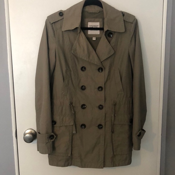 Classic Double Breasted Pea Coat Esprit Olive Green - Picture 1 of 4